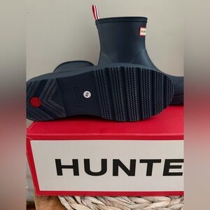 Hunter Dark Blue Ankle Rain Boots